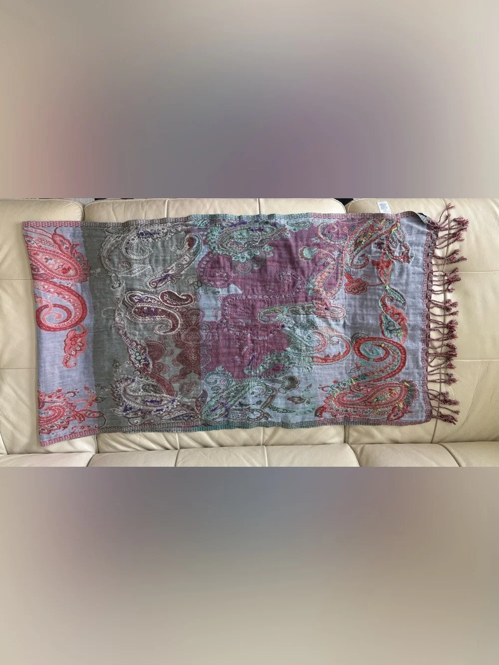 Multicolored Embroidered Paisley Shawl Scarf in Teals Pinks Purples and more!